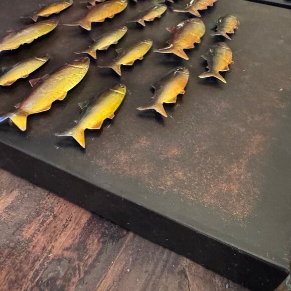 Set (2) 3D Fish Metal Artwork Rustic Man Cave Vintage Look Lightweight Wildlife - Picture 3 of 4